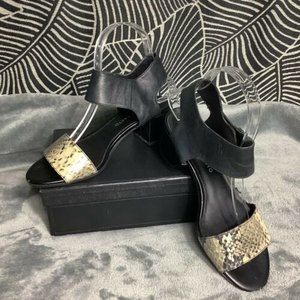 Franco Sarto - Block Heel Sandals - Snake Pattern- Black - US 6.5M / EU 36.5